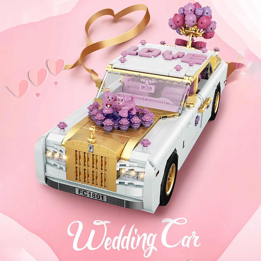 

Новая модель романтического свадебного автомобиля MOC, кирпичи «сделай сам», высокотехнологичный классический автомобиль, строительные бло...