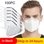 100 шт., маска Ffp2mask KN95 для взрослых, 5 слоев ткани, белые защитные маски Ffp2, одноразовая маска для лица, мужская маска