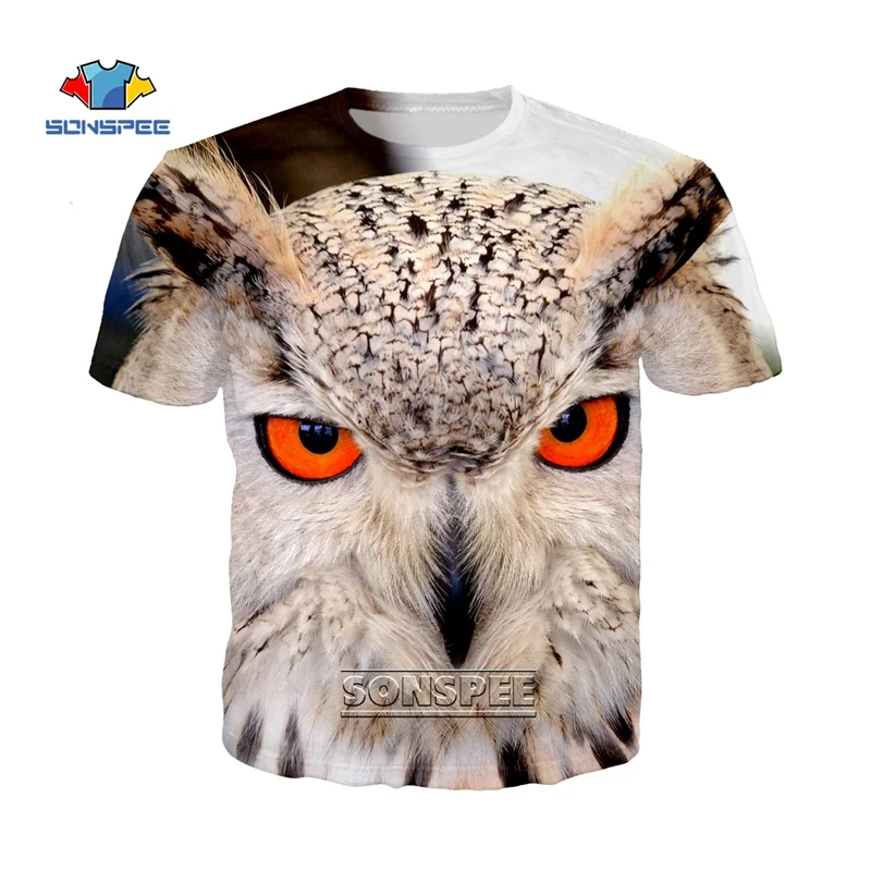 Новая футболка SONSPEE в европейском стиле с изображением животных и совы круглым