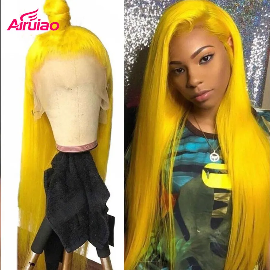 

150% Density Yellow Straight HD Lace Frontal Colored Human Hair Wigs Lace Front 613 Blonde Long Wig Nature For Full Black Women