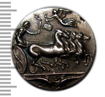 Серебряный денарий 268 год до н.э. Римская республика античная монета копия арт.