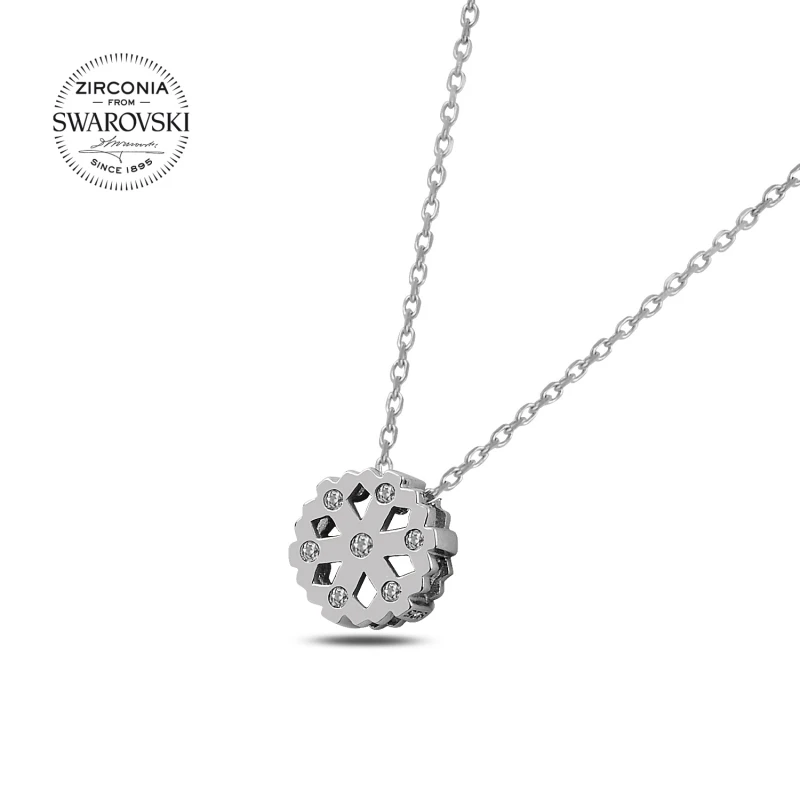 

Silver 925 Sterling Swarovski Zirconia Cubic Zirconia Snowflake Necklace