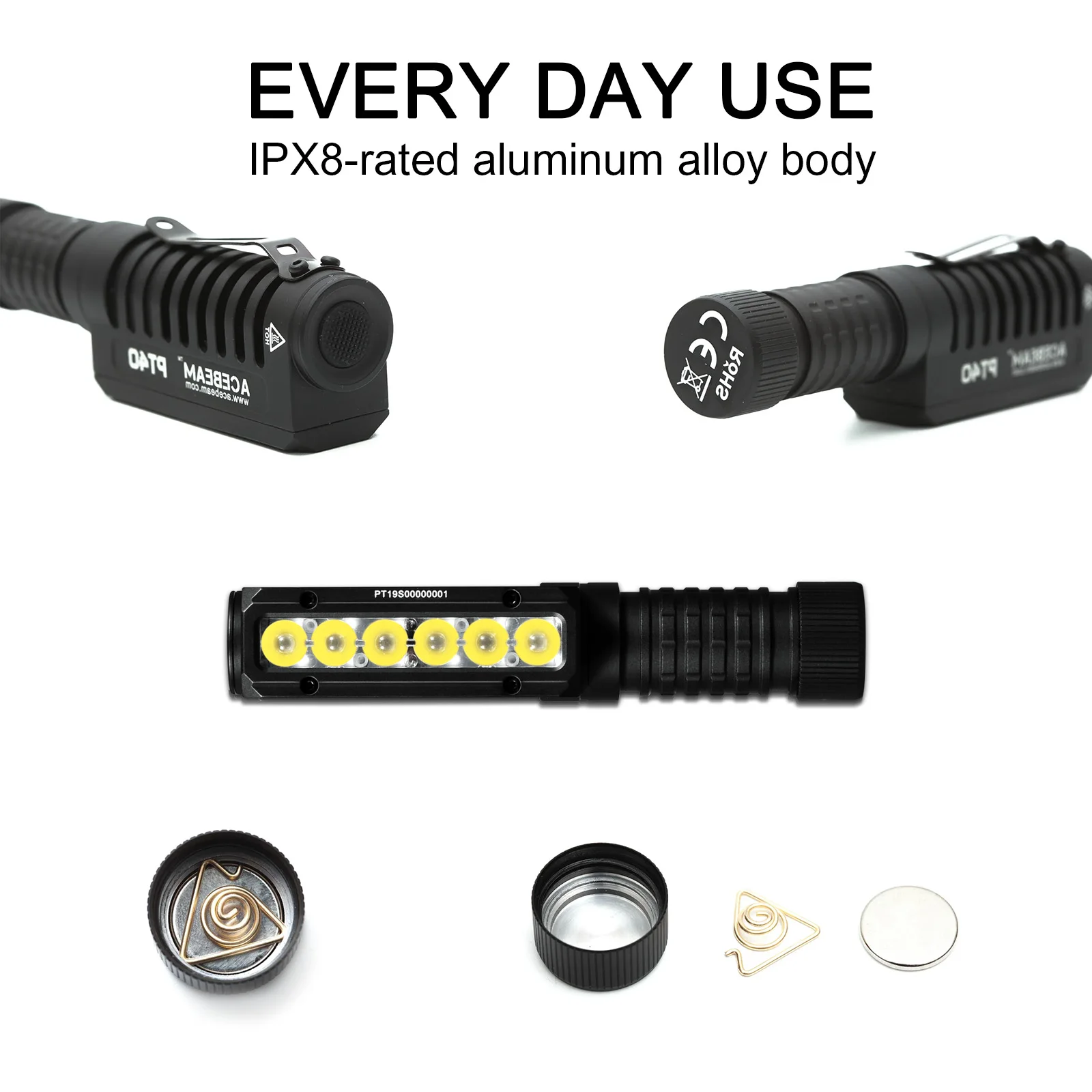 Светодиодный налобный фонарь ACEBEAM PT40 ручной магнитный все в одном 7 режимов