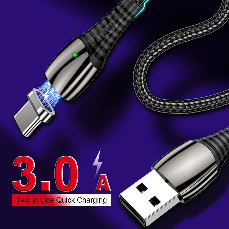 

Zinc Alloy Magnetic Micro USB Type C Cable 3A Fast Charging Magnet Charger Cable For iPhone Xiaomi Mobile Phone Charge Cable 1M