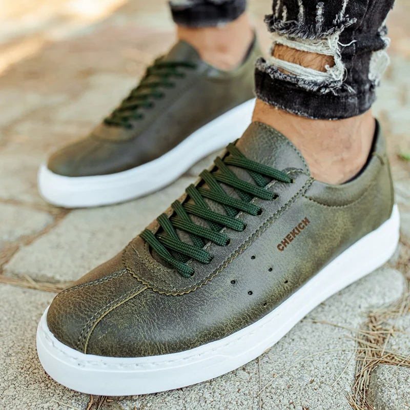 Chekich Мужская повседневная обувь Цвет хаки Шнурки Искусственная кожа Лето Осень