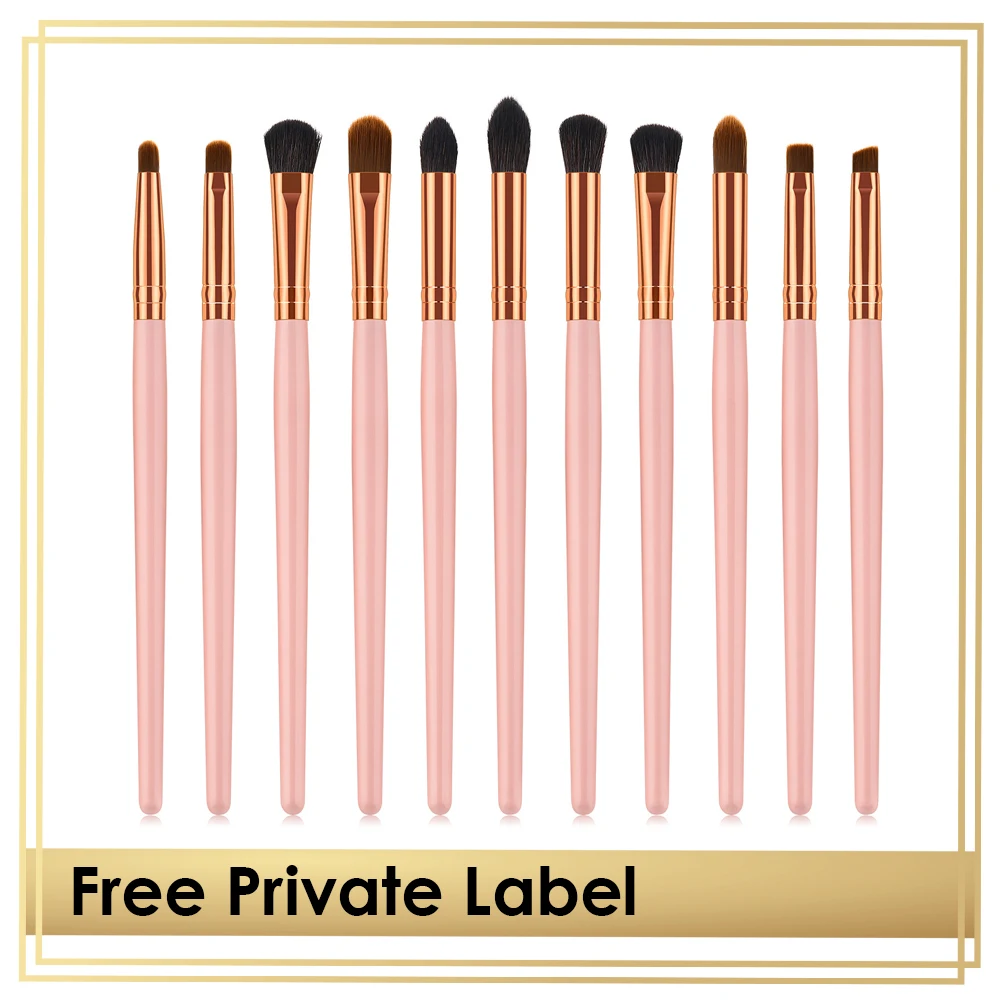 11 Piece Makeup Brush Set for Eye Shadow Eyeliner Face Lip Blending Synthetic Brushes Cosmetic Printed logo Professional Tool | Красота и