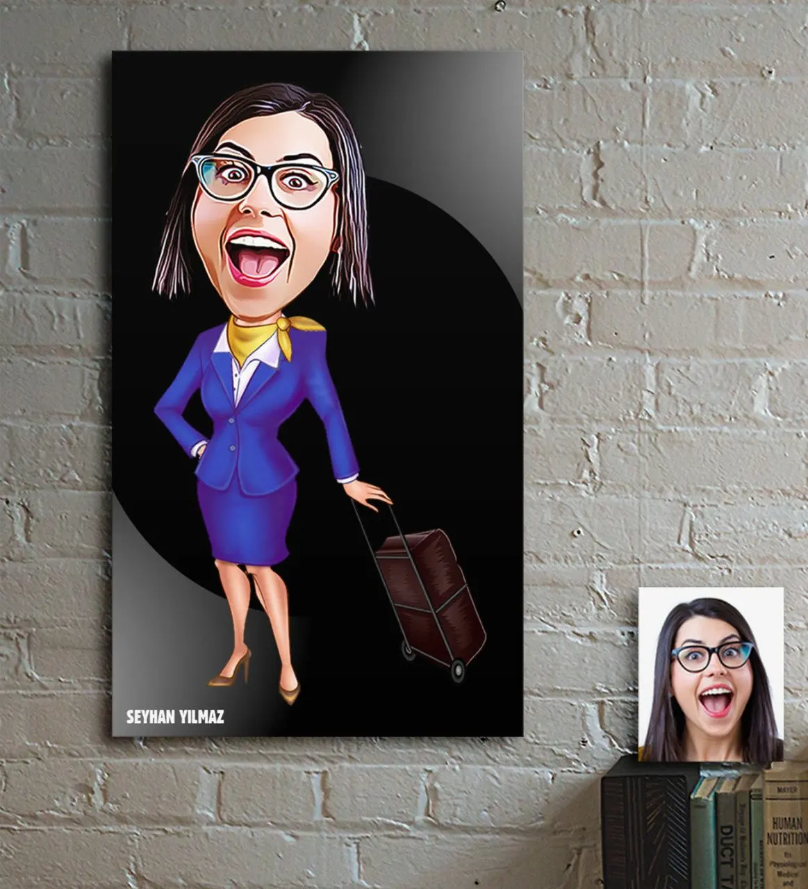 

Personalized Cabinet Officers Stewardess Cartoon Wooden Table-2