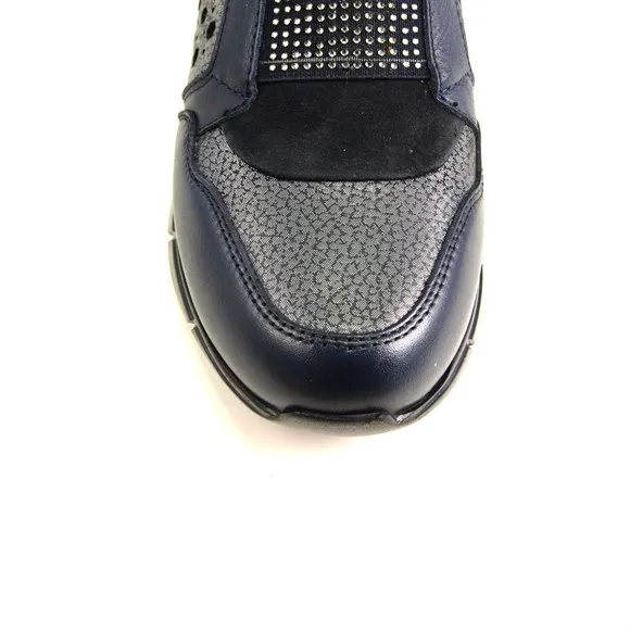 

Forelli Women Comfort Shoes Navy Blue Genuine Leather 24206 Made in Turkey Sneaker Sandals Anatomical Shoes Expert