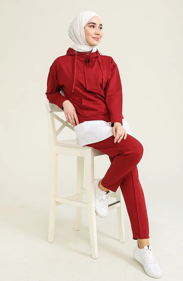 Hooded Tracksuit Set Zippered Pocket Long Sleeve Elastic Waist Sweatpants Women Fashion Muslim Hijab Turkey Istanbul Islam Dubai