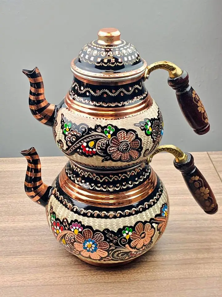 

Turkish Copper Tea Pot Handmade set Hammered tea pot tea kettle traditional Handmade kettle