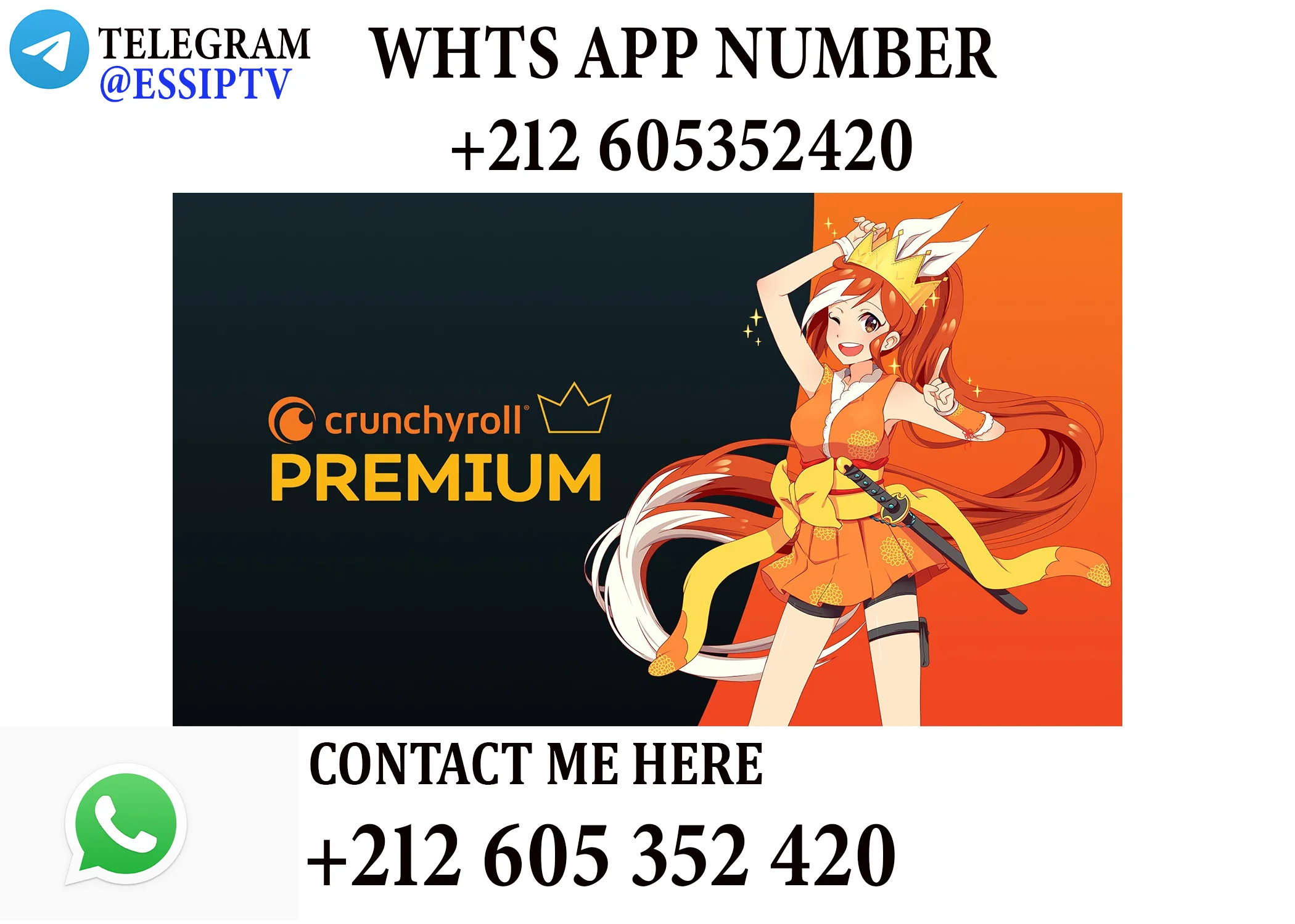 

{"Crunchyroll":"Premium", "compte":"1 an"}