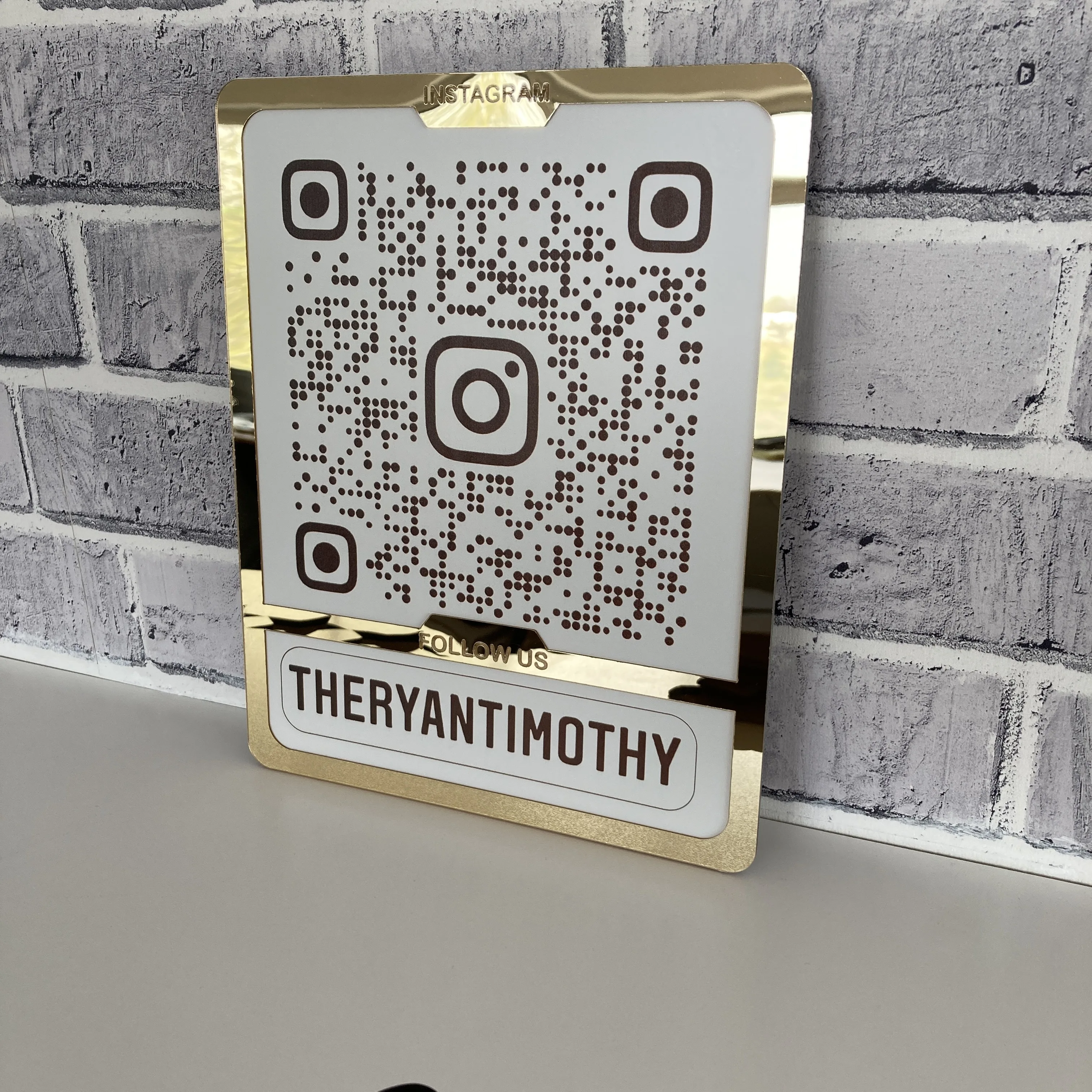 Business Social Media instagram QR Code-зеркальный знак акриловый Пользовательский логотип