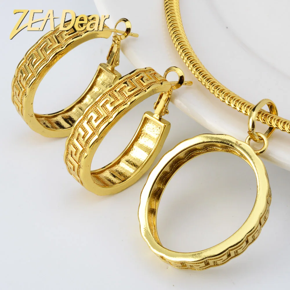 

ZEADear Jewelry Classic Simple Egg Shape Earrings Pendent Necklace Sets 14k Gold Planted For Women Wedding Party Anniversary