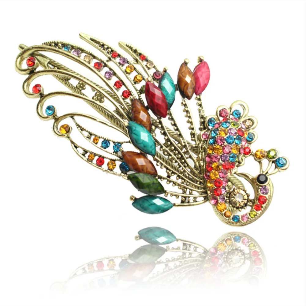 Милые Винтажные заколки для волос с кристаллами Павлина Волос Пончик Стиль