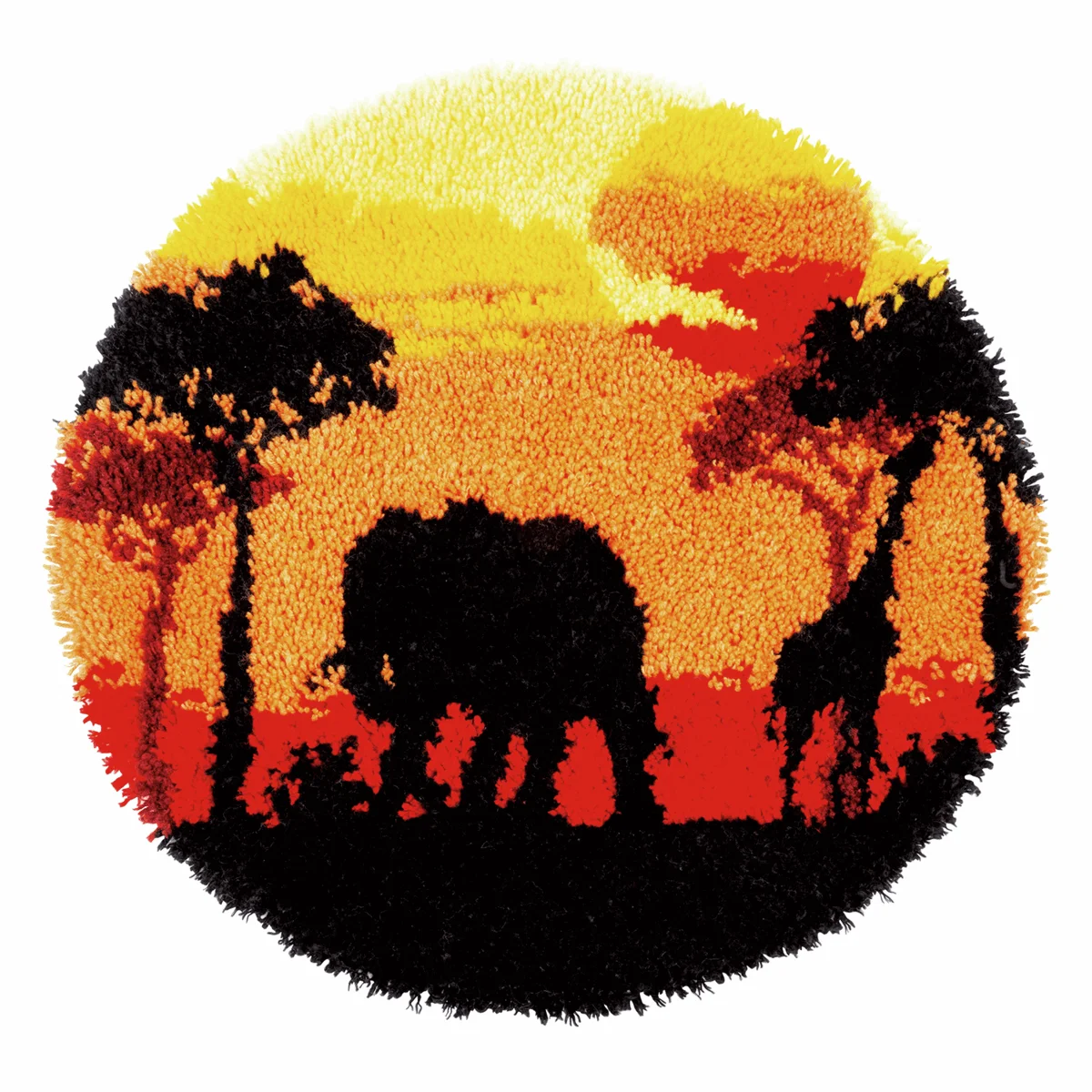 

Latch Hook Rug African Sunset Wall Tapestry DIY Carpet Rug Pre-Printed Canvas with Non-Skid Backing Floor Mat 80x80cm