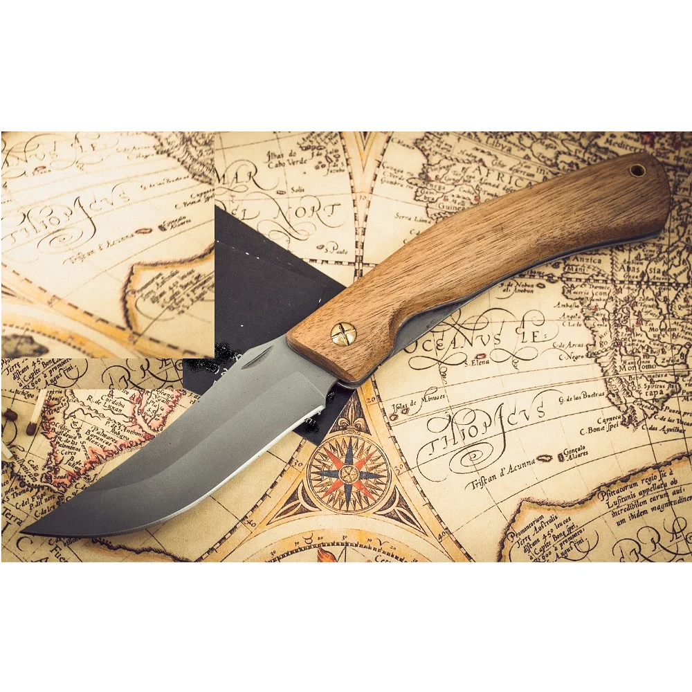 Folding knife with forged steel blade 95x18 walnut handle | Safety &amp Survival