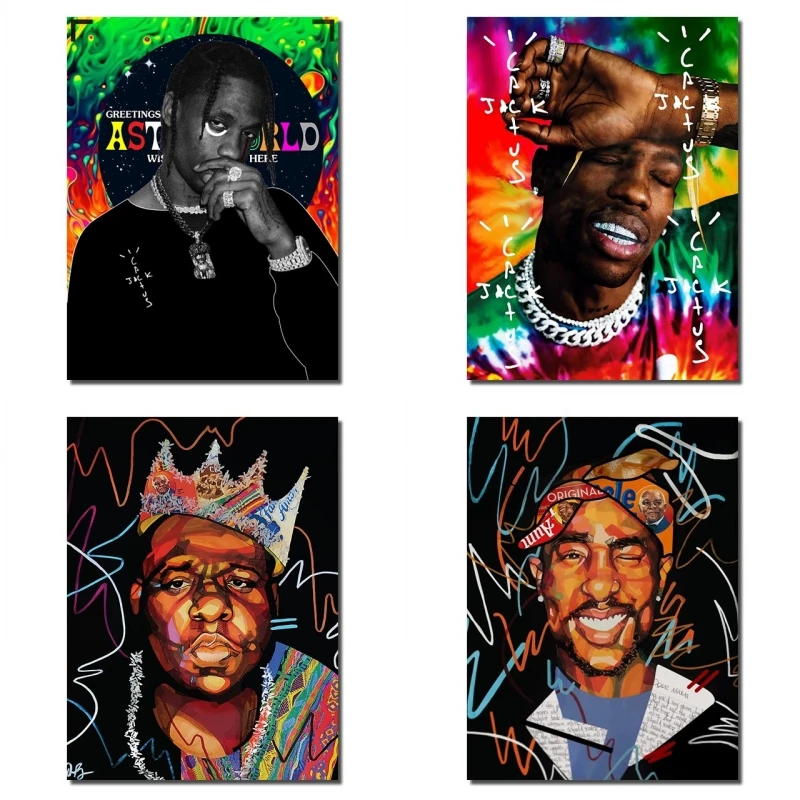 Плакат в стиле хип-хоп рэп-арт Тупак B.I.G Картина на холсте поп-музыка знаменитость