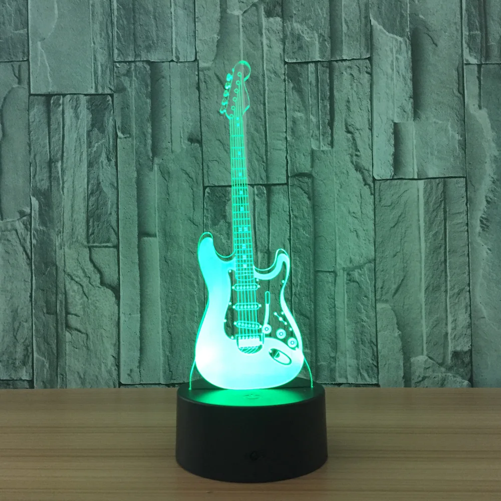 elektrische musik gitarre illusion lampe led 7 farbwechsel gradienten baby kind schlafen nacht licht weihnachten geschenk lampe 3d free global shippin