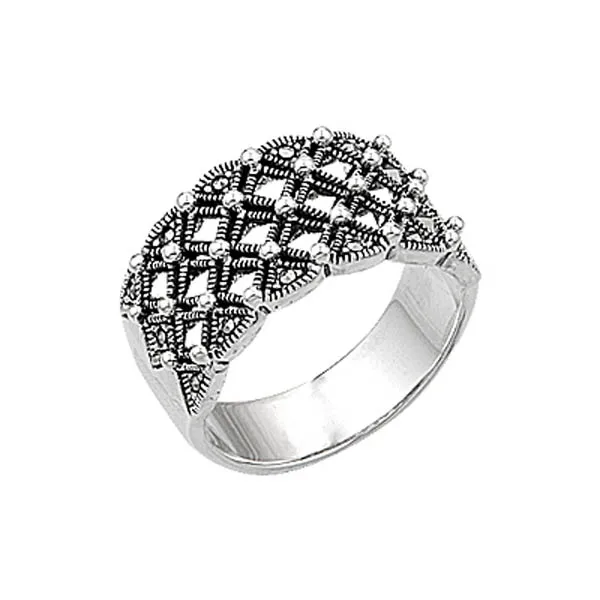 Серебряное 925 пробы кольцо из марказита|Кольца| |