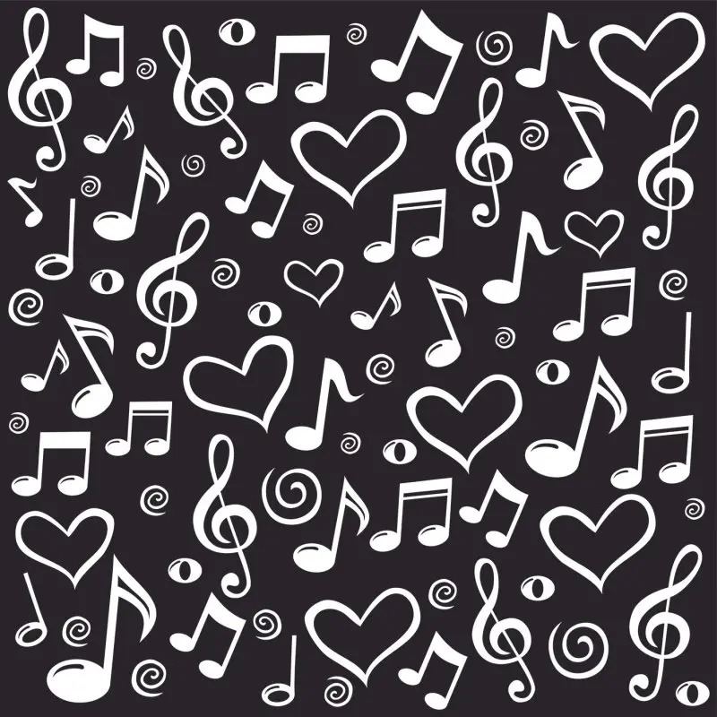 

Curtain Musical Notes Clefs Heart Shapes Love for Music Black and White Modern Artwork Printed