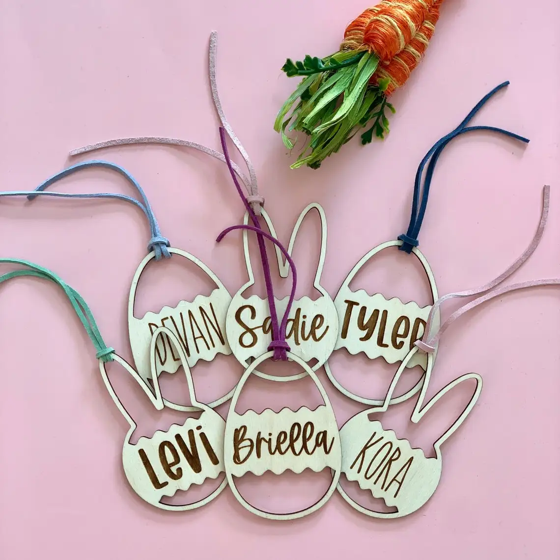 

Custom 10 Pcs Easter Wooden Egg Bunny Ornaments Vintage Cutouts Slices Hanging with Rope for Easter Party DIY Craft Decorations