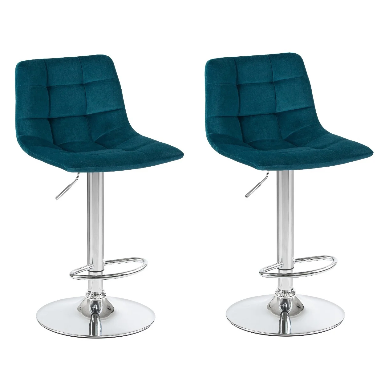 Набор барных стульев из 2 предметов велюр ножка сталь регулируемое вращающееся