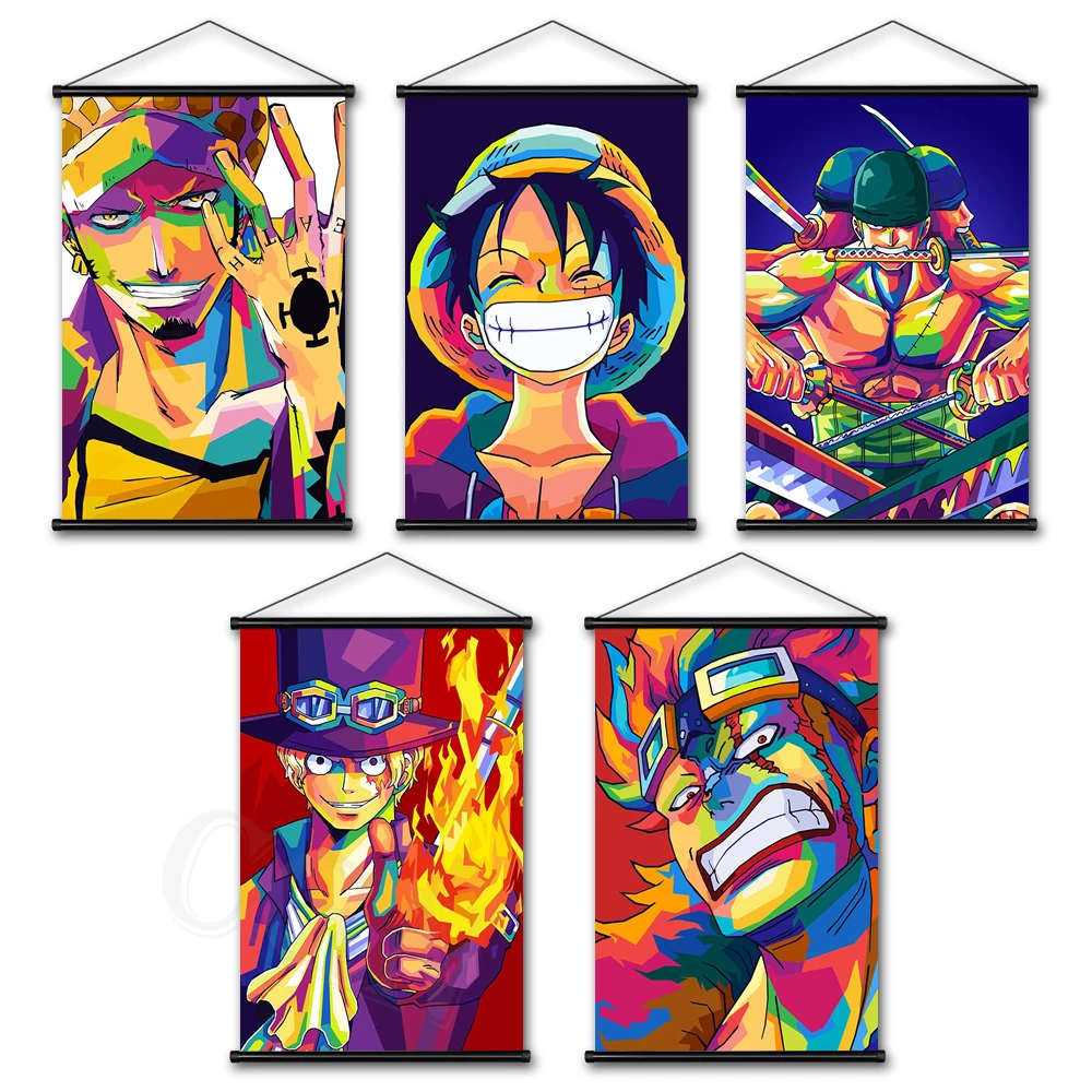 

One Piece Poster Mural Zoro Luffy Canvas Painting Hanging Scrolls Classic Anime Wall Pictuer Living Room Home Cuadros Decoration