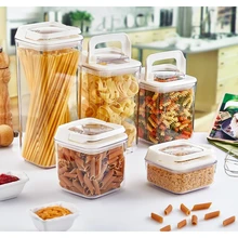 Kitchen Container Set Organizer Food Storage Box Square Vacuum Lid Airtight Jars Pantry Noodle Legume Cereals Rice Coffee Pasta