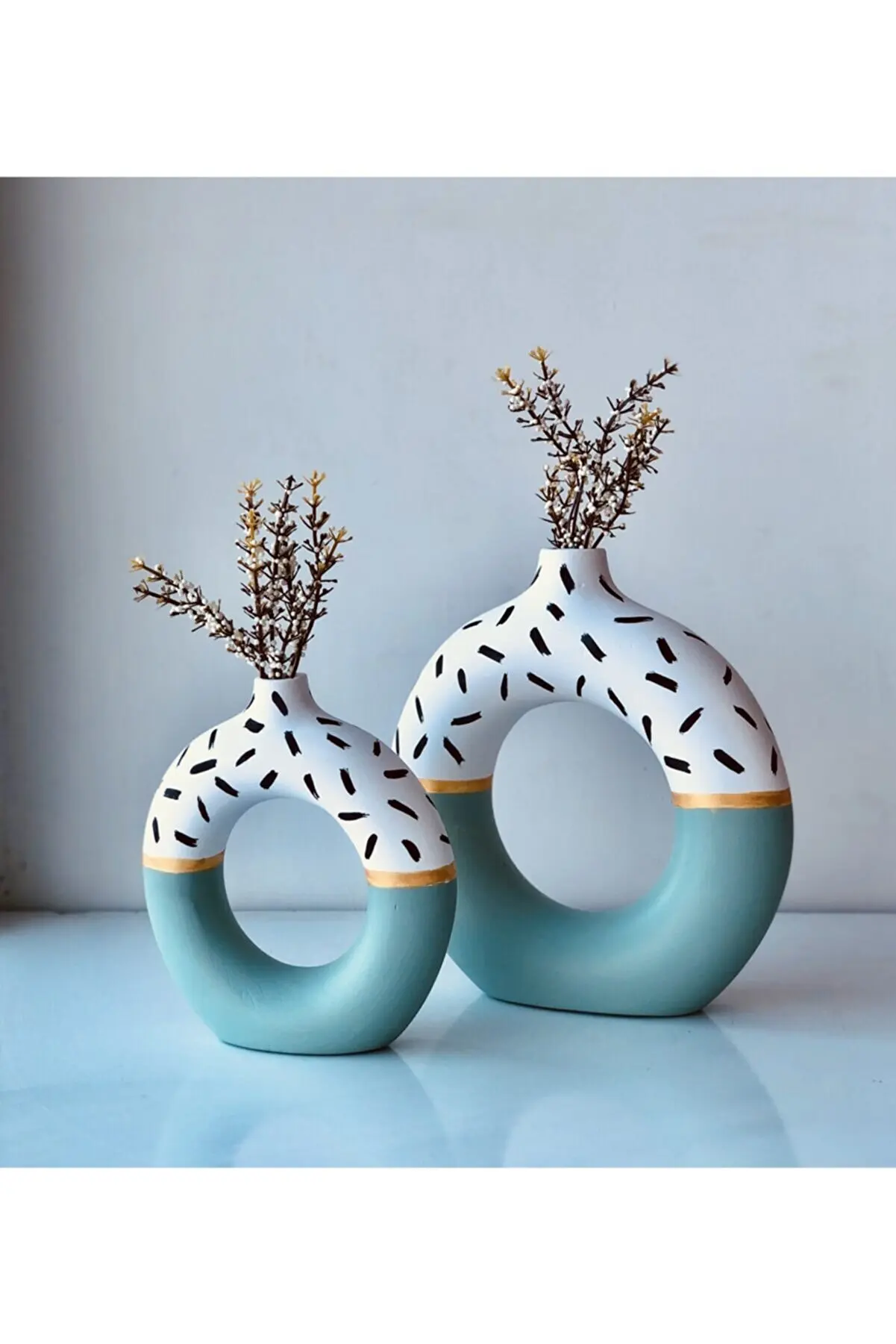 

Decorative Vase Homeconcept Cupcake Ring Vase 2 Pcs 19x17 - 15-14'cm