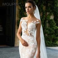 mqupin backless mermiad wedding dresses cap sleeve sexy flowers appliques bride gowns 2022 vestido de novia sirena a112