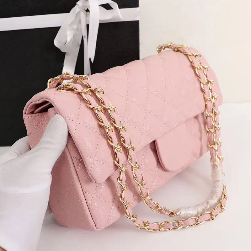 Розовый Икра cadeia saco de ombro das mulheres marca de luxo de couro real da qualidade превосходный дизайн Classico da moda bolsas - Цвет: Розовый