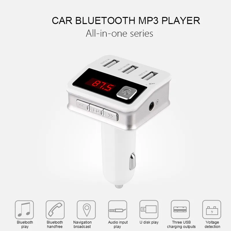 5 в 1 Автомобильный Bluetooth Handsfree fm-передатчик модулятор 3 USB Автомобильные зарядные устройства радио передатчик практичный музыкальный MP3 плеер Новинка