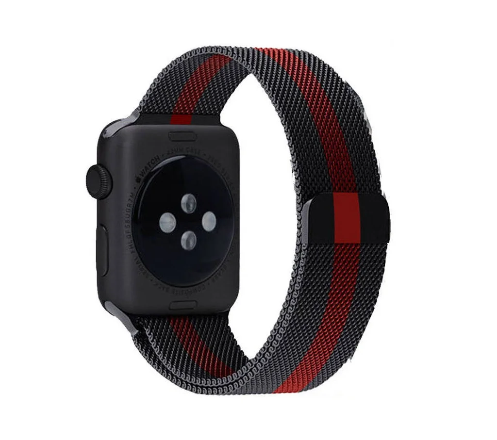 Ремешок для Apple watch 38mm Milanese Loop Металл черный с красным|Ремешки часов| |