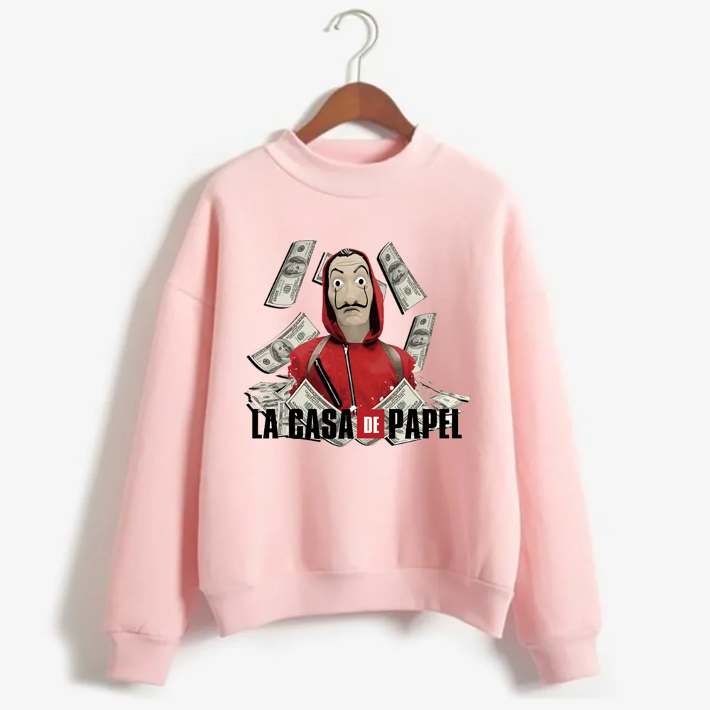New Women Casual Pullover La Casa De Papel Print Hoodie Sweatshirt Tops Long Sleeve Round Neck Pullover Hoodie