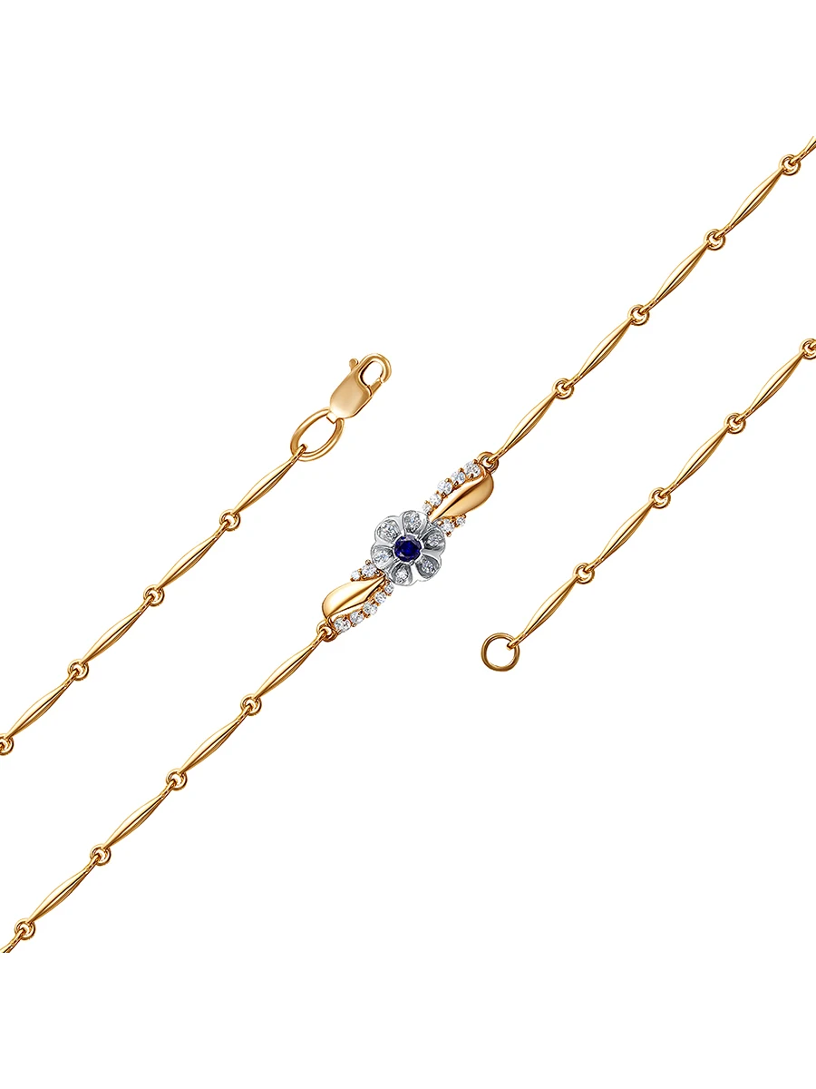 Браслет &quotЦветочек&quot SamoroDki Jewelry с кор. рубином серебро 925 родий/золочение. |