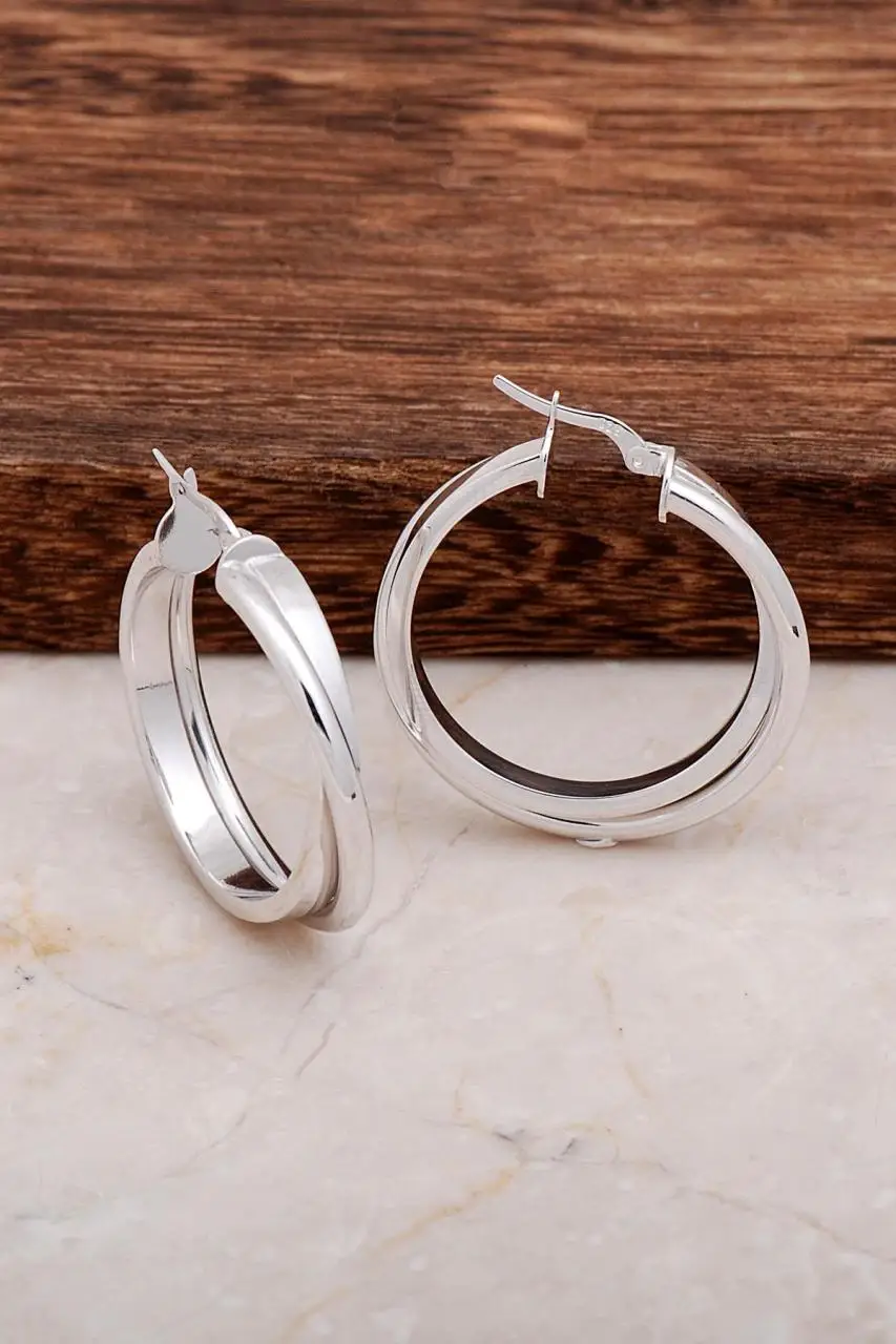 

Rhodium Plated Silver Hoop Earrings 4680 High Quality Hand Made Original Filigree Silver Jewellery Gift for Women