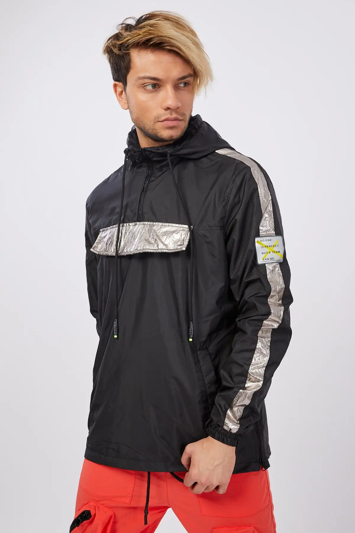 Мужской черный плащ-кенгуру с карманом и капюшоном ветровка зимний мужской