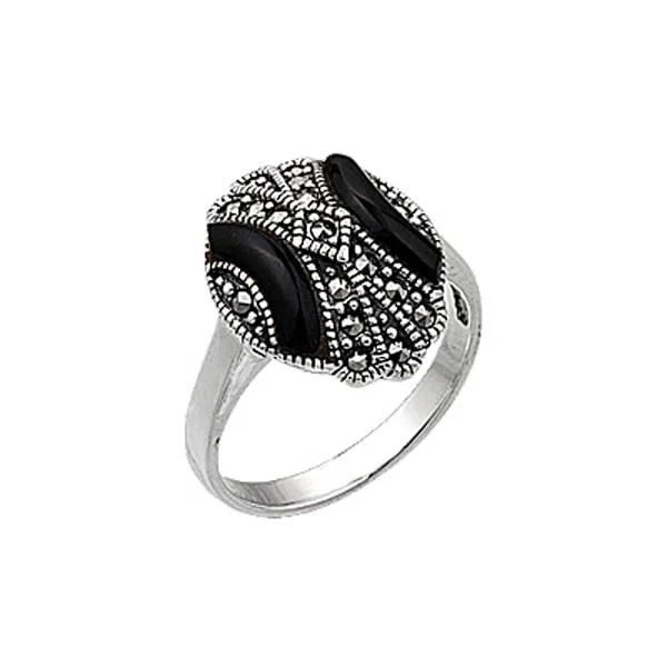 

Серебряное 925 пробы кольцо из марказита
