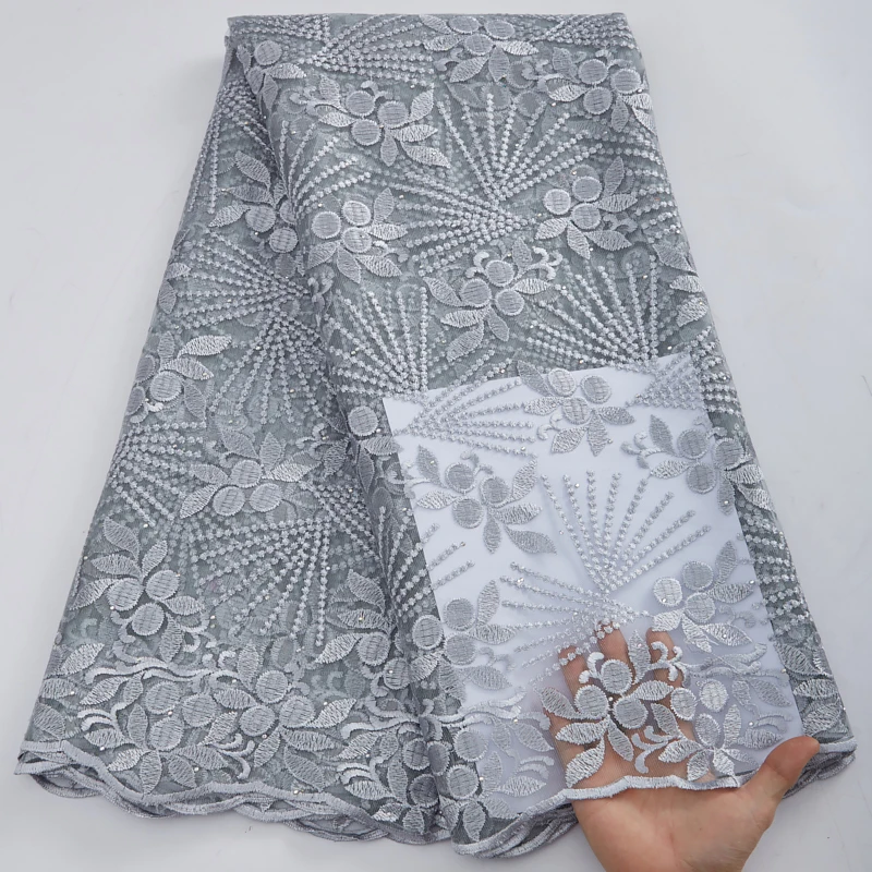 

African Nigerian Net Lace Fabric With Stones 2022 Latest Mesh Materials French Lace Fabric For Wedding Dress Sew 2823A