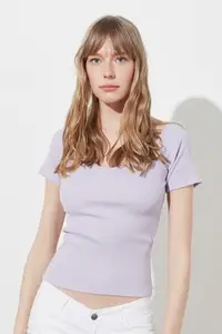 Women Lilac Fitted Knitted Blouse Women 'S Clothing Women 'S fashion 2021 Spring Summer Collection 10 item image