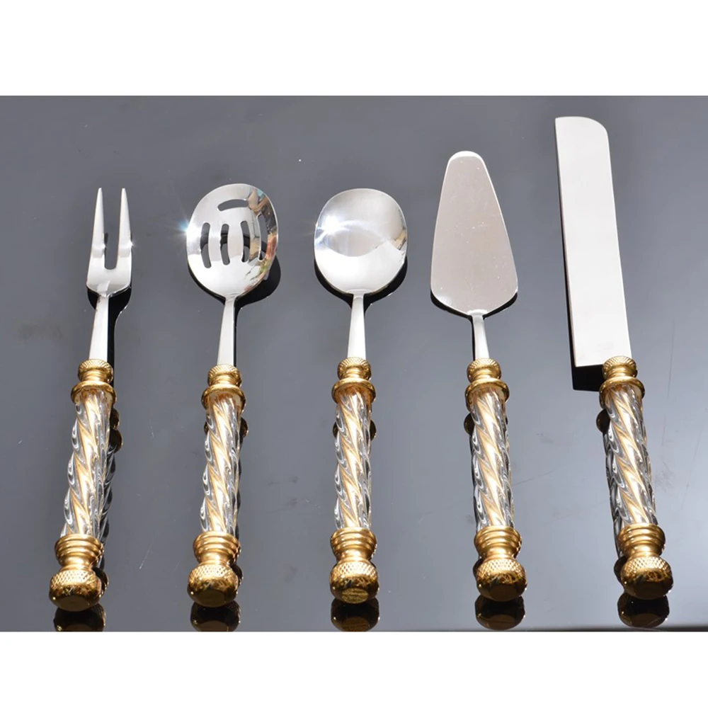 

Decorative Stainless Steel Cutlery With Crystal Glass Holder Waste Table Flatware Inox Chopstick Plate dinnerware Kitchen