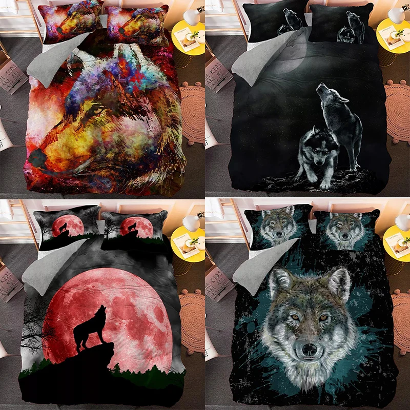 

Bedding Set Dog Cat Printing Kids Adult Lovely Gift Wolf Cute Animal Luxury Duvet Cover Sets Queen King Size Comforter Bed Linen