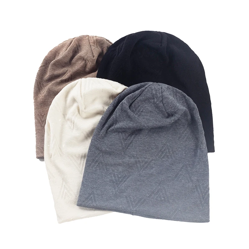 Шапка-бини с треугольным узором для мужчин и женщин однотонная мешковатая шапка