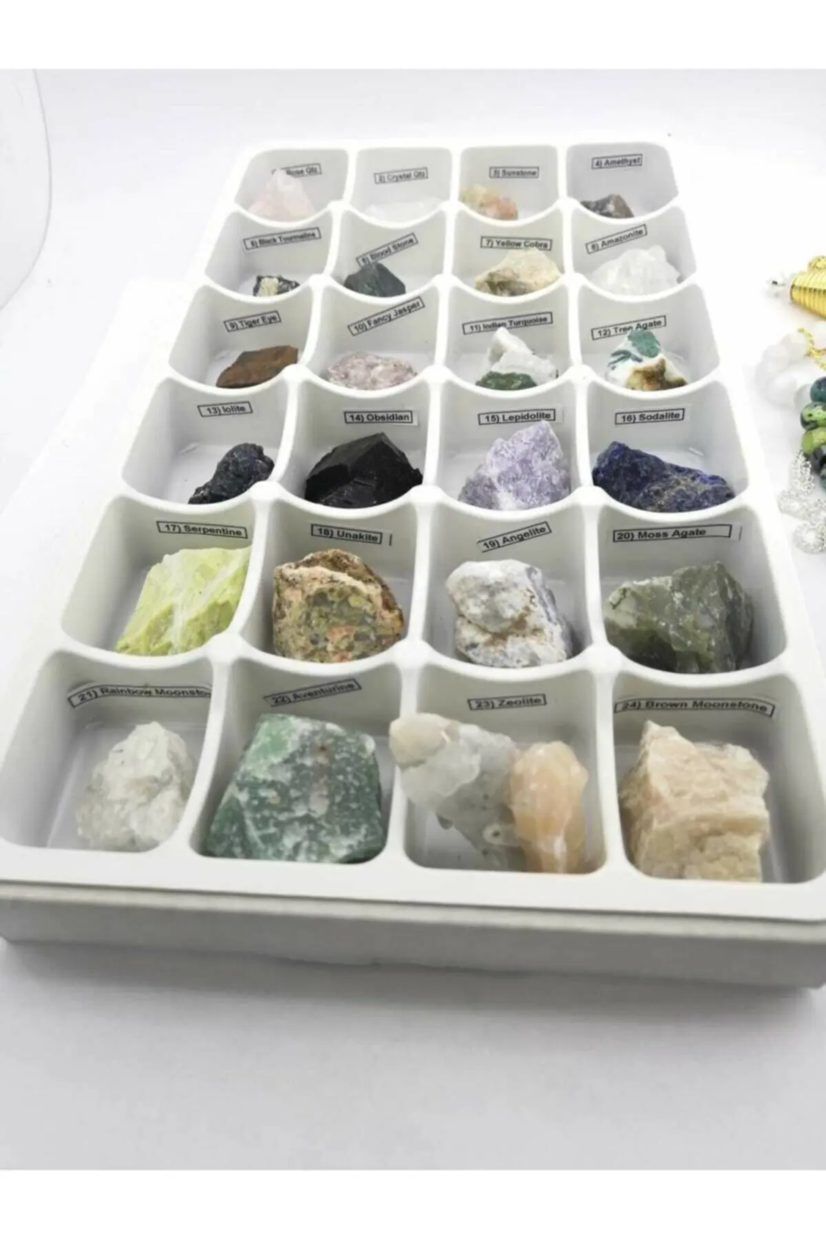 

Натуральные камни 24 шт. Zeolite Amazonite Unakite черный турмалин тигровый глаз Змеиный зеленый агат