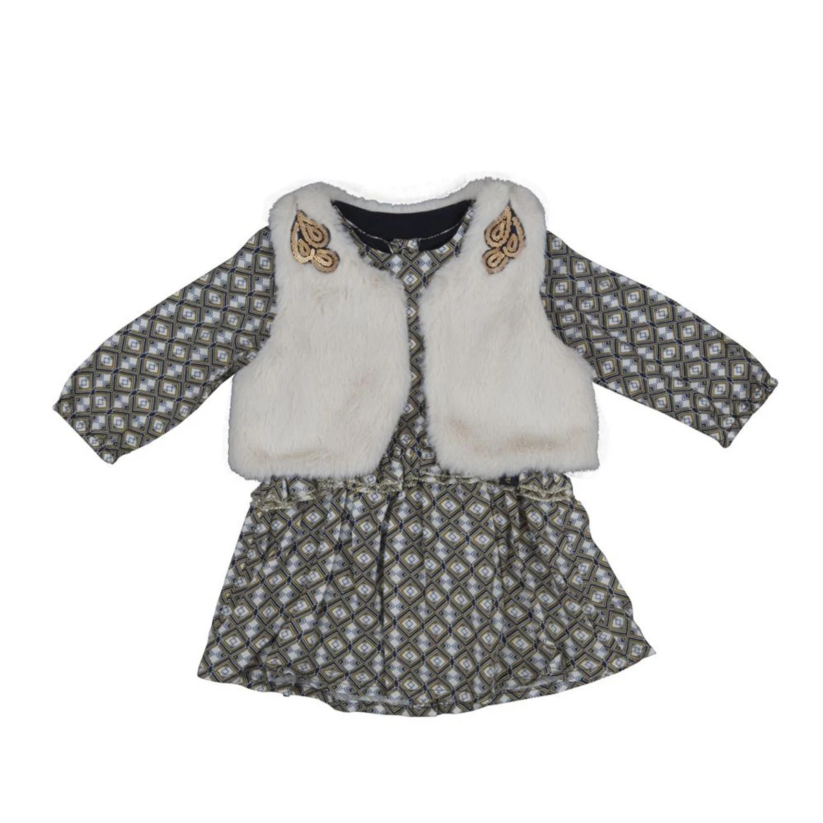 

Bebepan Chic Printed Dress Vest Set Girl