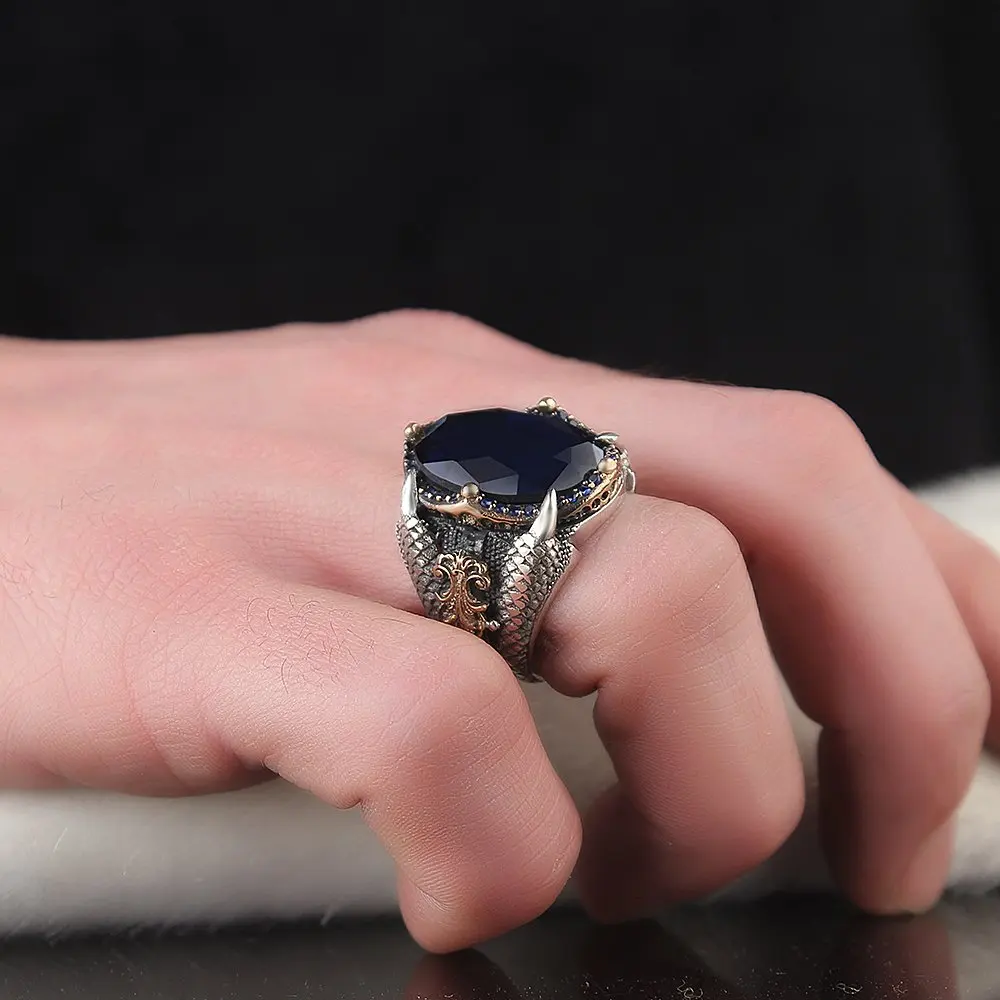

Кольцо из серебра 925 пробы с драгоценным камнем, мужское серебряное кольцо ручной работы, Стильное мужское кольцо, Новое модное кольцо, коль...