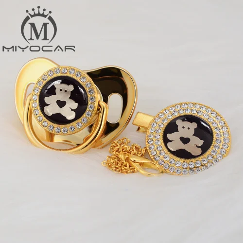 MIYOCAR 7 цветов прекрасный медведь золото bling соска и пустышка Клип BPA бесплатно пустышка bling уникальный дизайн GBEAR - Цвет: GBEAR-8  6-18m