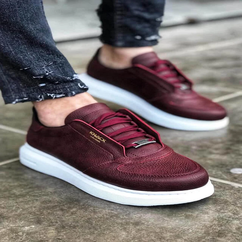 

Knack 039 High Outsole Casual Male Shoes Leather Non-Seasonal Comfortable Orthotic Insole Spring and Summer Fashion Lace-Up Sports Style