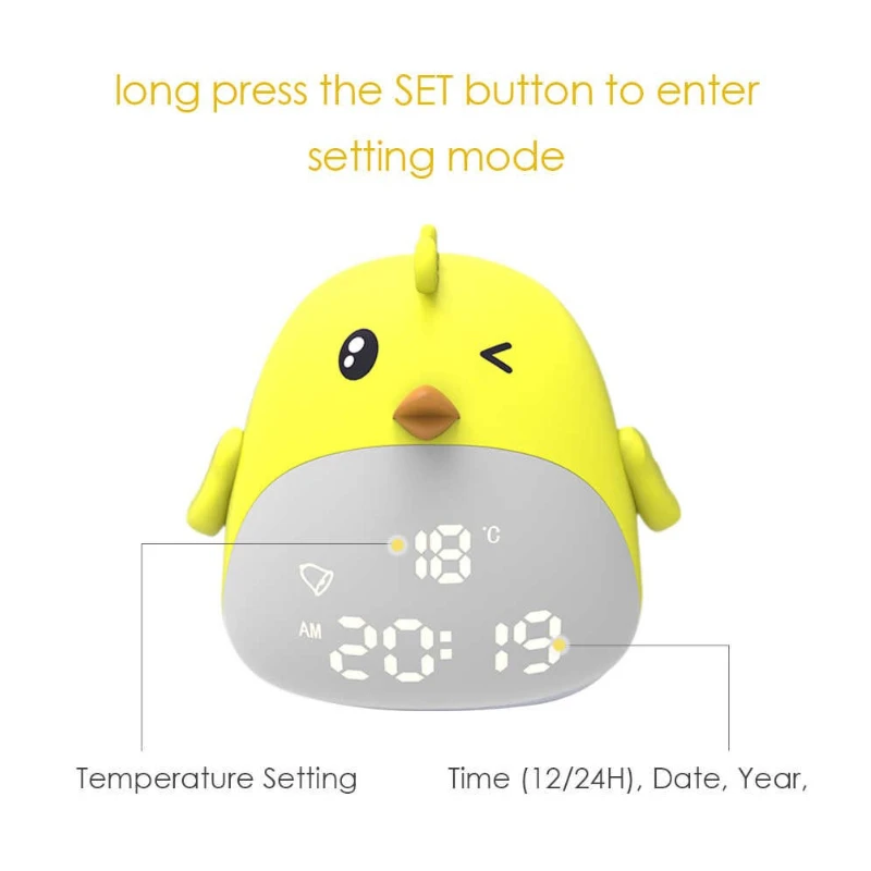 Детские Часы OT-CLT07 Настольные Ночник Будильник Температура Дата - купить по