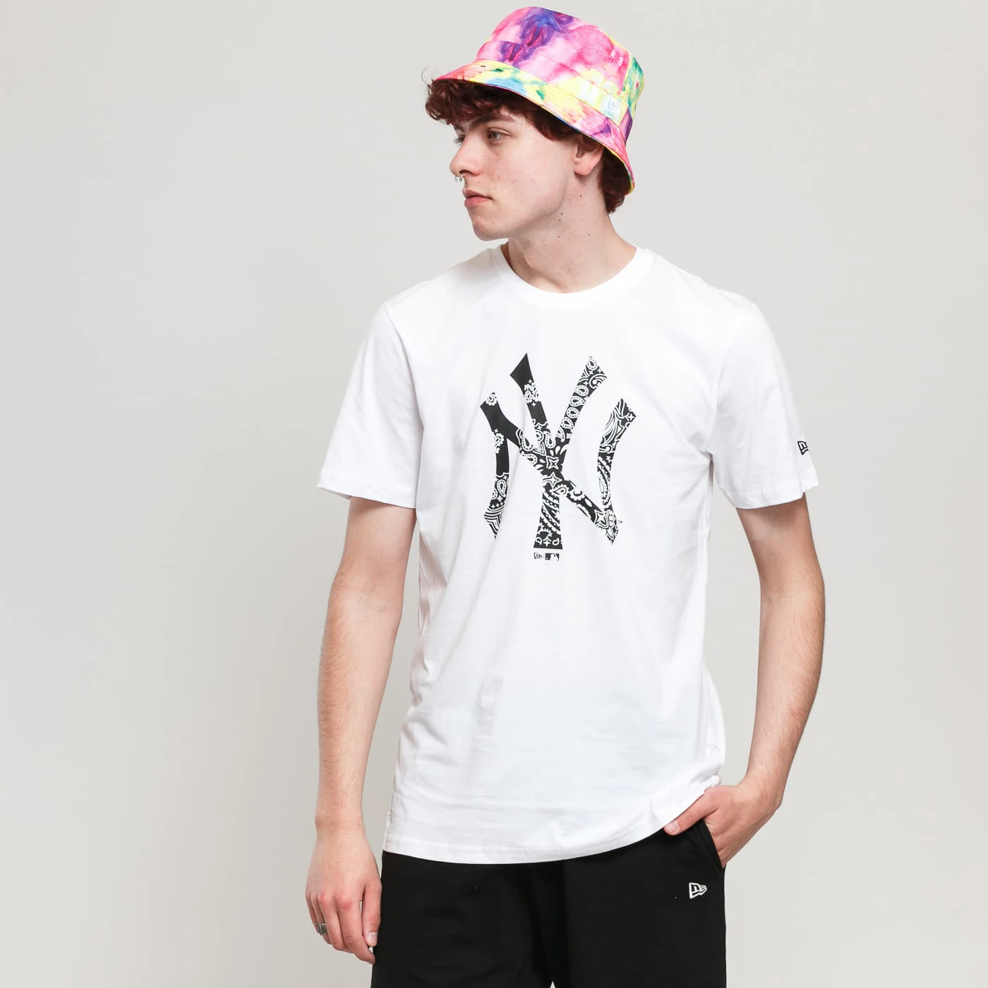 Футболка с коротким рукавом New Era York Yankees MLB Paisley белый цвет логотипом NY|Мужские